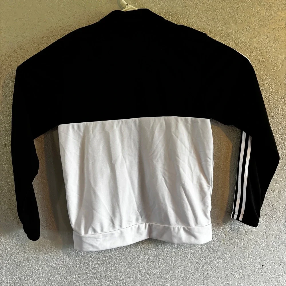 Adidas Mens Colorblock Track Jacket Black White Three Stripe Full Zip Medium